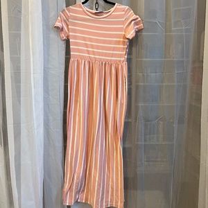 A Peach Striped, Large Youth Dress by Gorlya